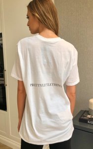 PRETTYLITTLETHING White Oversized Slogan Back T Shirt