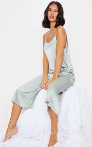 Prettylittlething - Sage green culotte and cami pj set