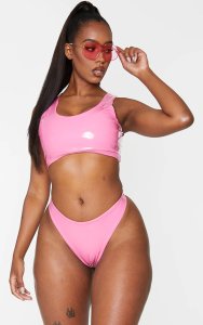 Shape Hot Pink Vinyl Scoop Neck Bikini Top