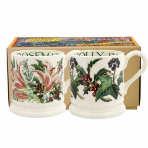 Emma Bridgewater Winter Flowers Set of 2 1/2 Pint Mugs (Boxed)