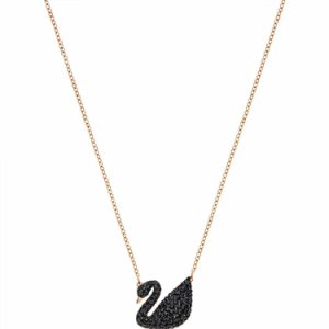 Swarovski Jewellery - Swarovski iconic swan pendant, black, rose gold plated