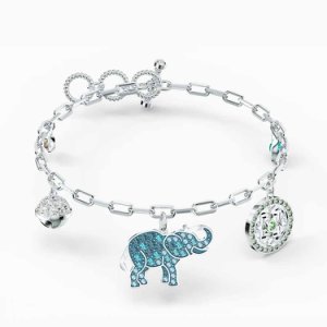 Swarovski Symbolic Elephant Bracelet, Blue, Rhodium Plated