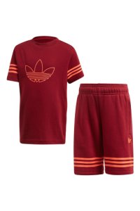 Boys adidas Originals Little Kids Burgundy Outline T-Shirt And Shorts Set -  Red