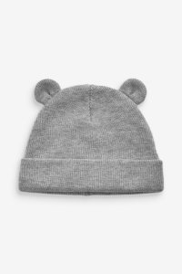 Boys Next Grey Bear Rib Hat (0mths-2yrs) -  Grey