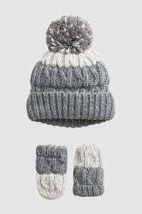 Boys Next Grey Ombre Hat And Mittens Two Piece Set (Younger) -  Grey