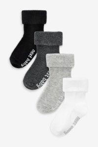 Boys Next Monochrome 4 Pack Socks (Younger) -  Grey