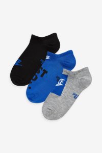 Boys Nike Kids Blue/Black/Grey Trainer Socks 3 Pack -  Black