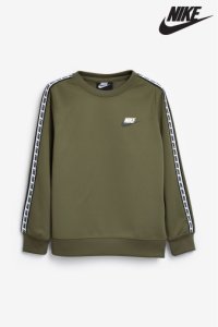 Boys Nike Repeat Khaki Crew Sweater -  Green