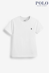 Boys Polo Ralph Lauren White Logo T-Shirt -  White