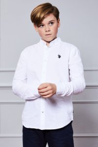 Boys U.S. Polo Assn. Long Sleeve Oxford Shirt -  White