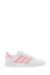 Girls adidas Originals White/Pink Court Novice Junior Trainers -  White