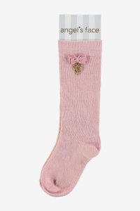 Angels Face - Girls angel's face pink charming socks -  pink
