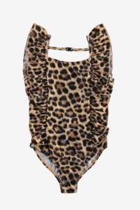 Girls Molo Brown Nathalie Jaguar Animal Swimsuit -  Brown