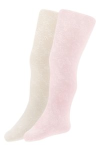 Girls Monsoon Baby Lace Tights Two Pack -  Natural
