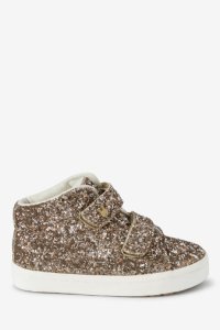 Girls Next Gold Glitter Touch Fastening High Top Trainers (Younger) -  Gold