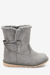 Girls Next Grey Tie Back Boots (Younger) -  Grey
