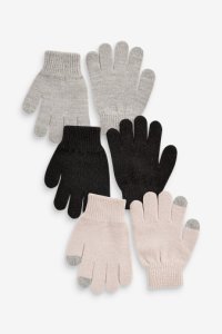 Girls Next Pink/Grey/Black 3 Pack Gloves (Older) -  Pink
