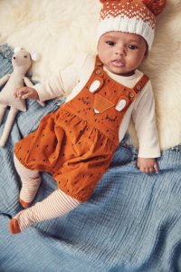 Girls Next Rust Fox Cord Dungarees, Bodysuit And Tights Set (0mths-2yrs) -  Brown