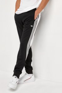 Mens adidas Originals Black Wrap 3 Stripe Track Pants -  Black
