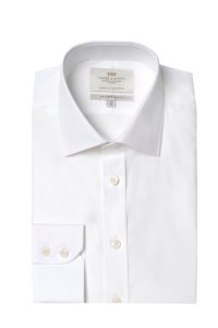 Mens Hawes and Curtis White Slim Fit Easy Iron Single Cuff Shirt -  White