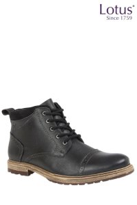 Mens Lotus Leather Casual Boot -  Black