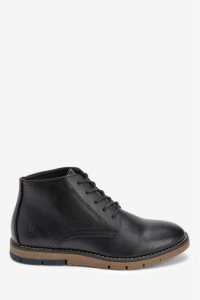 Mens Next Black Wedge Lace-Up Boots -  Black