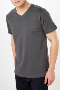 Mens Next Charcoal Regular Fit V-Neck T-Shirt -  Grey