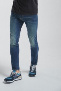 Mens Next Green Wash Skinny Fit Jeans With Stretch -  Blue