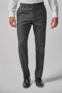 Mens Next Grey Regular Fit Puppytooth Trousers -  Grey