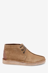Mens Next Stone Suede Leather Seam Desert Boots -  Natural