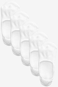 Mens Next White Cushioned Sole Invisible Trainer Socks Five Pack -  White