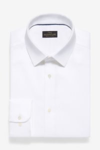 Mens Next White Regular Fit Single Cuff Non-Iron Egyptian Cotton Stretch Signature Shirt -  White