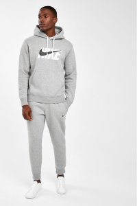 Mens Nike Logo Fleece Tracksuit -  Grey