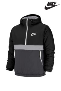 Mens Nike NSW 1/2 Zip Hooded Jacket -  Black