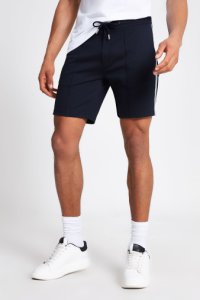 Mens River Island Navy Pull On Jersey Shorts -  Blue