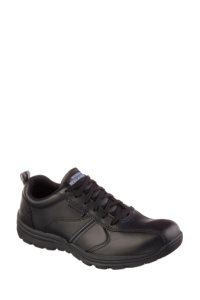 Mens Skechers Hobber Frat Slip Resistant Lace-Up Work Shoes -  Black