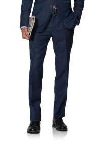 Mens T.M. Lewin Maxwell Textured Navy Italian Infinity Trousers -  Blue