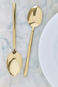 Next Gold Effect 2 Piece Serve Spoon Set -  Brass