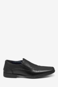 Next Mens Leather Panel Slip-On Shoes Black UK 5 - EU 38