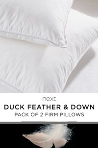 Next Set of 2 Duck Feather And Down Firm Pillows -  White