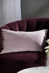 Next Soft Velour Pom Edge Cushion -  Purple