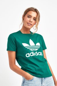 Womens adidas Originals Trefoil T-Shirt -  Green