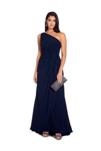 Womens Adrianna Papell Blue One Shoulder Jersey Dress -  Blue