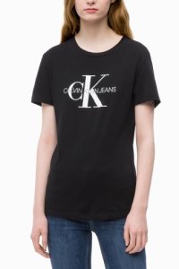 Womens Calvin Klein Jeans Monogram Logo T-Shirt -  Black