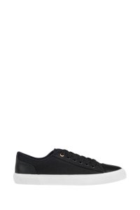 Womens F&F Black Canvas Lace-Up Trainers -  Black