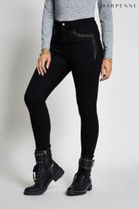 Womens Harpenne Black Embellished Stretch Skinny Jeans -  Black