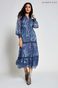 Womens Harpenne Blue Floral Lace Maxi Dress -  Blue
