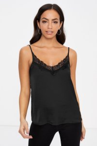 Womens JDY Lace Insert Cami Top -  Black