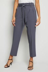Womens New Look Belted Paperbag Trousers -  Grey
