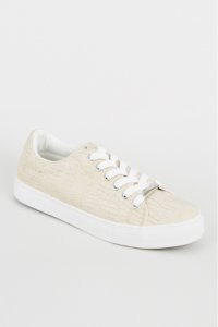 Womens New Look PU Lace-Up Trainers -  White